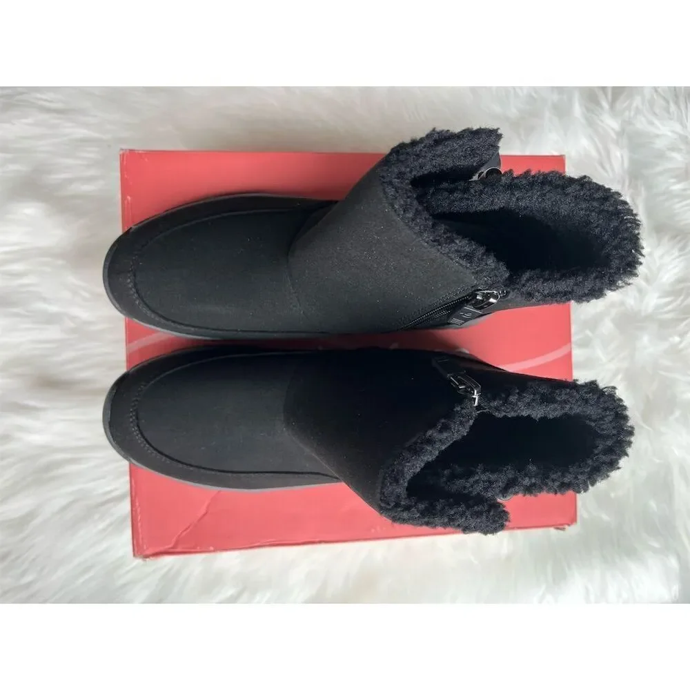 🆕 Easy Spirit Women's Black Ankle Snow Boots Size 6 Water Repellent